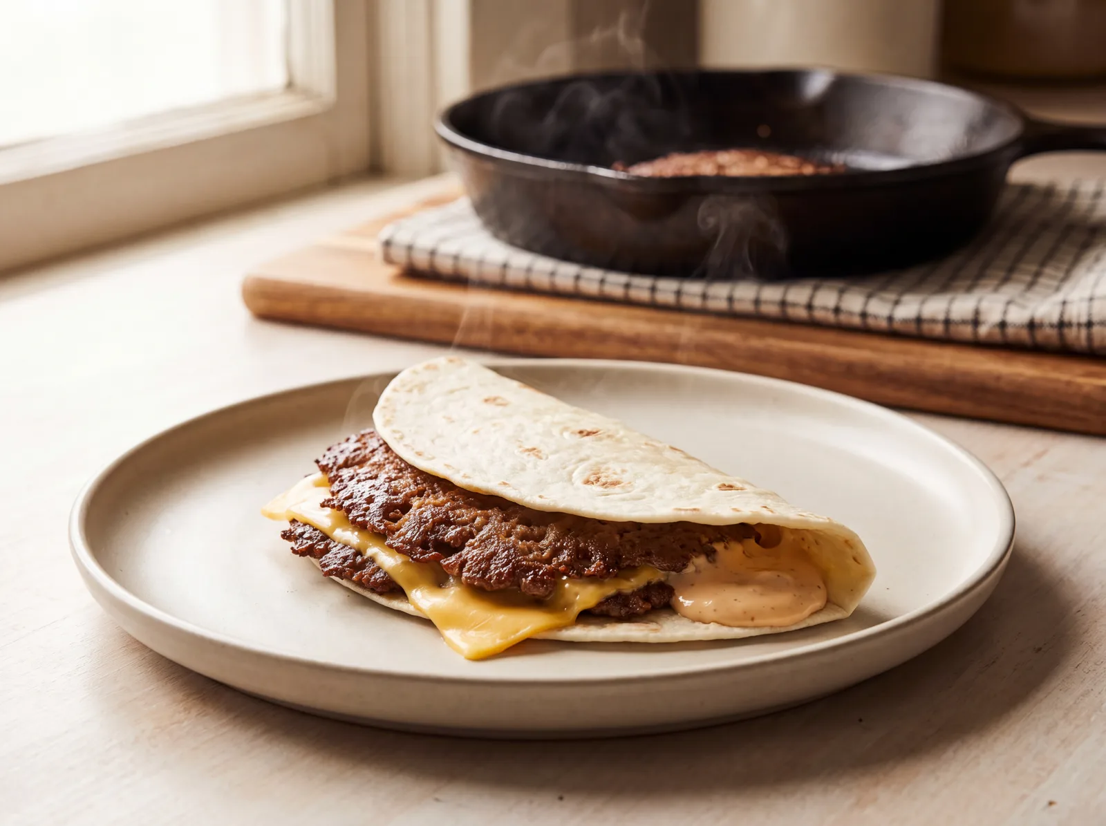 93% Lean Smash Burger (on a Diet Tortilla)