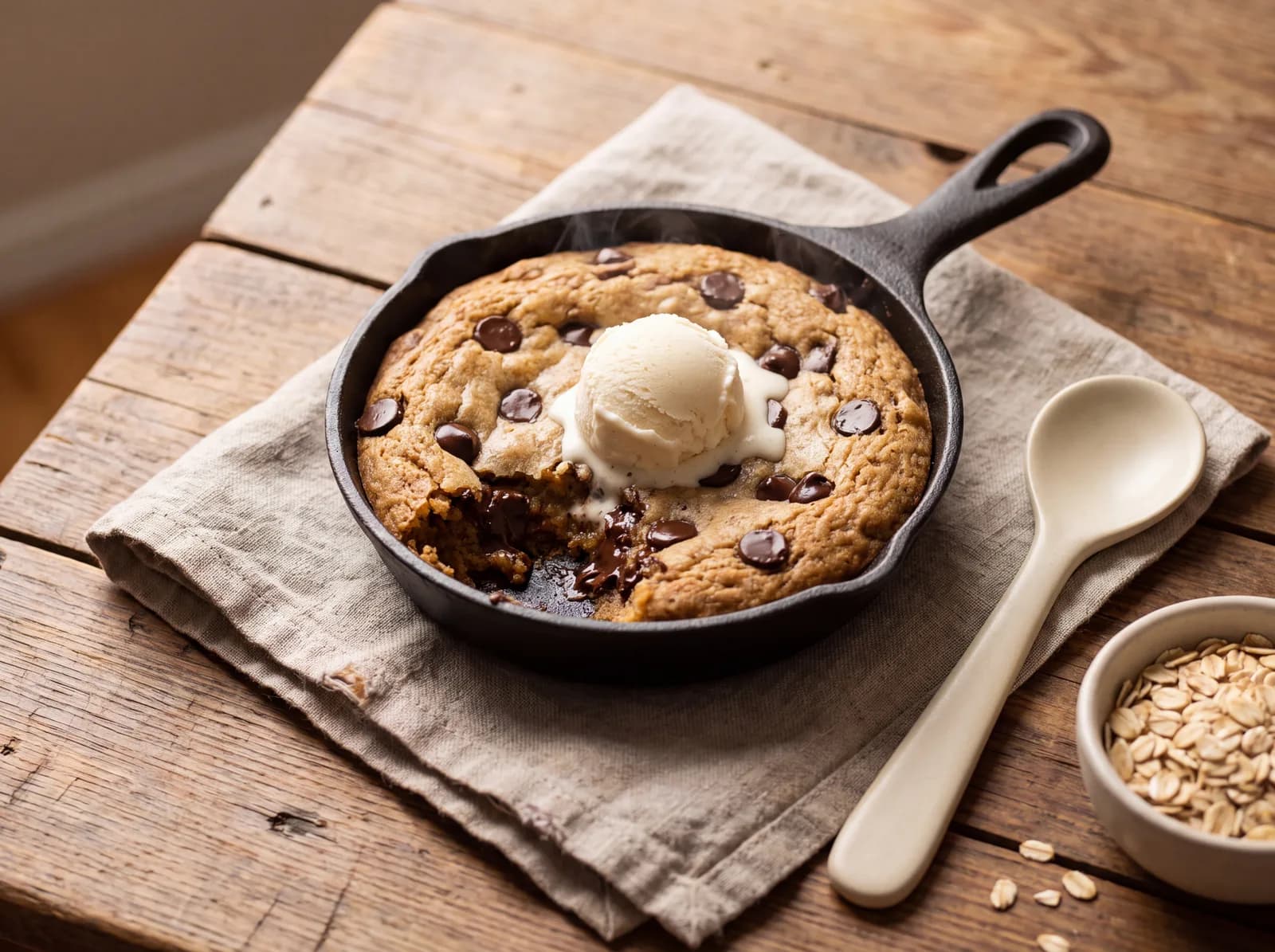 Banana High-Protein Cookie Skillet