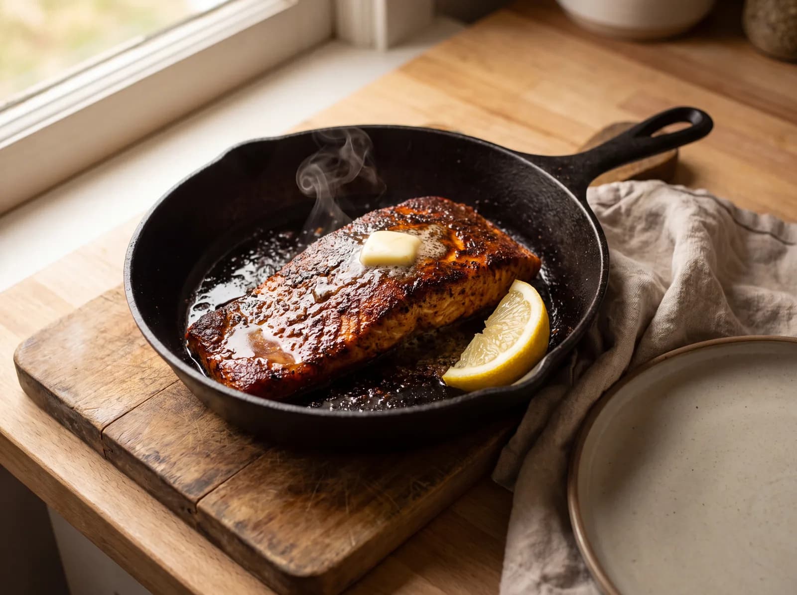 Cajun Blackened Salmon Skillet