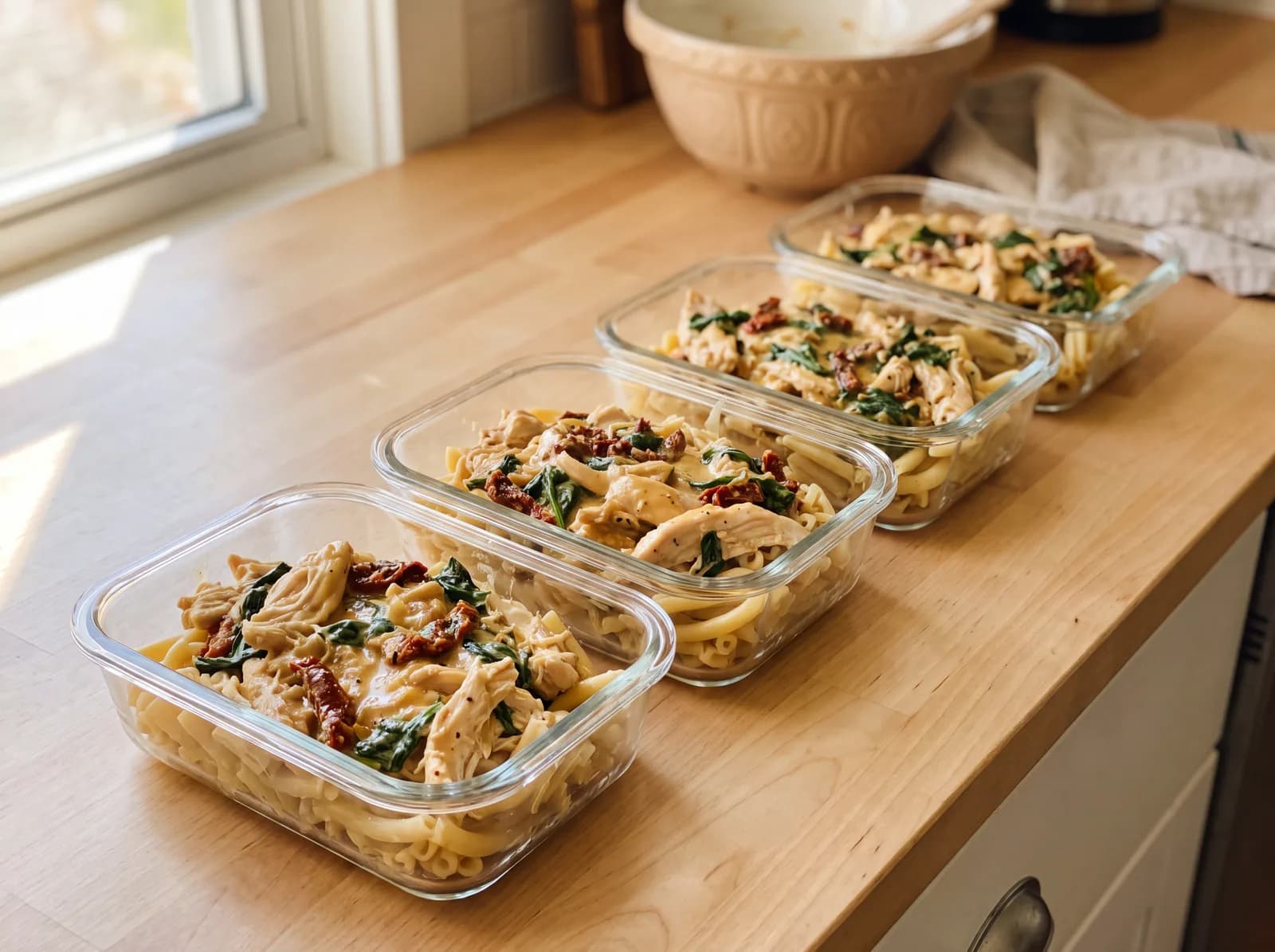 Marry Me Chicken Bowl, portioned for the week