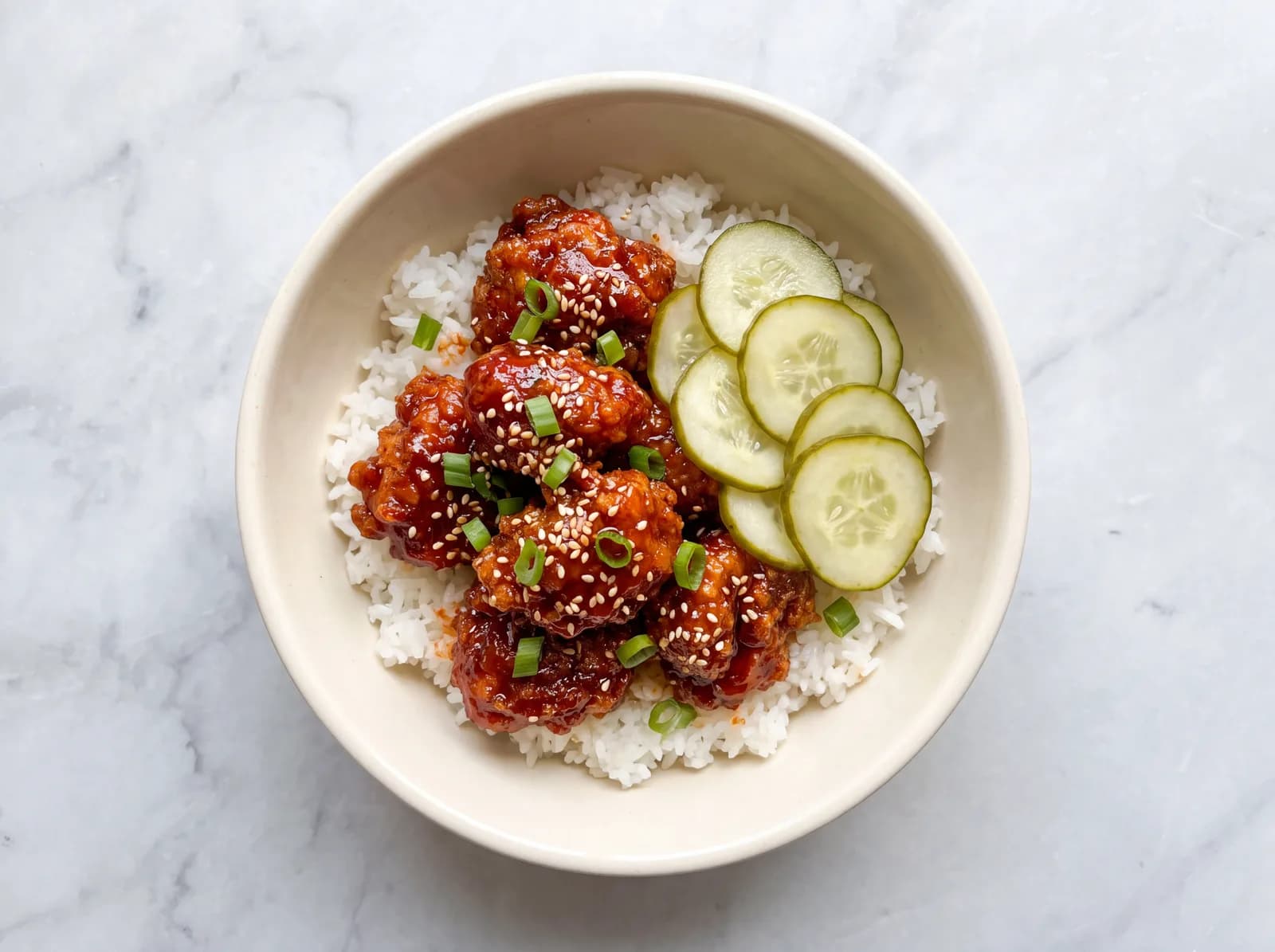 Sticky Korean Fried Chicken & Rice Bowl